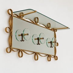 1950s Italian Wall Mirror Glass Coat Rack by Pier Luigi Colli for Cristal Art