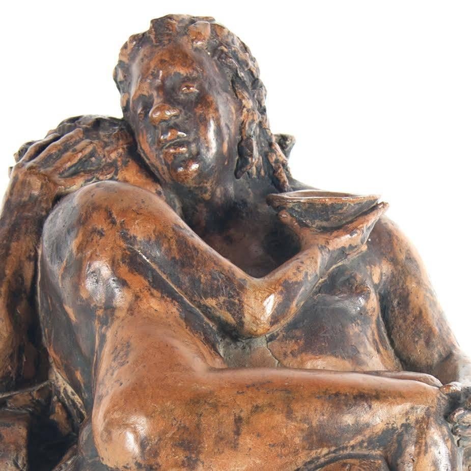 Beautiful Bronze Bacchus Figure, Artist Charles Dumernit, 21st Century 1