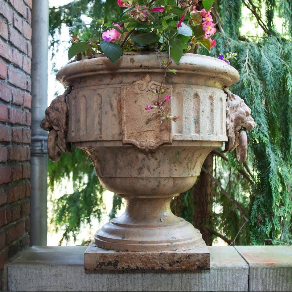 19th Century Beautiful Large Cast Iron Garden Vases, Probably French, circa 1820