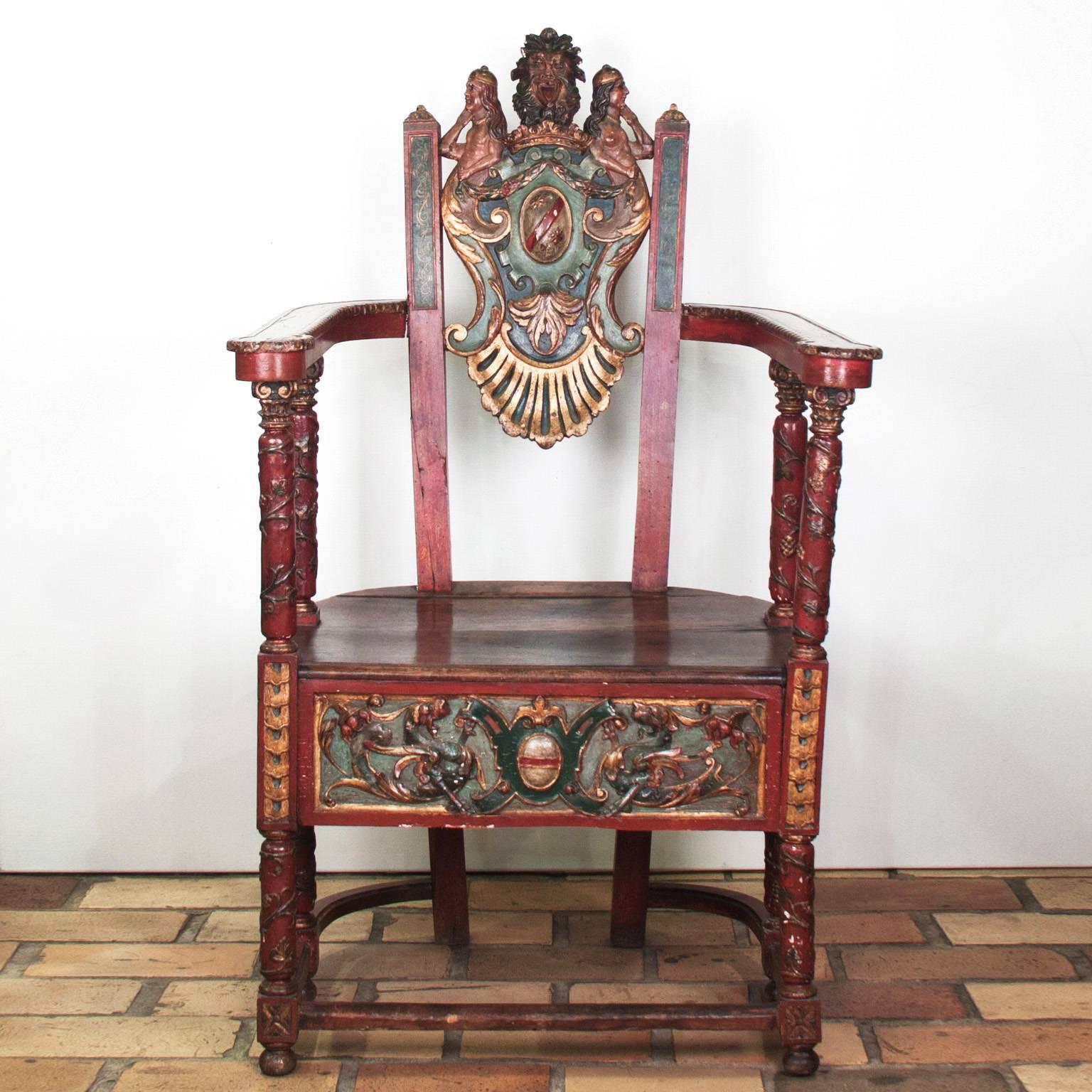 Renaissance wooden chair, 17th century.
 