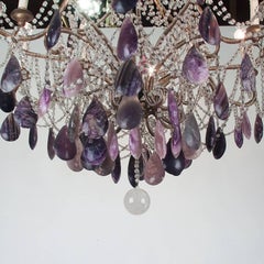 19th Century Bronze Chandelier with Blue John Stones and Glass