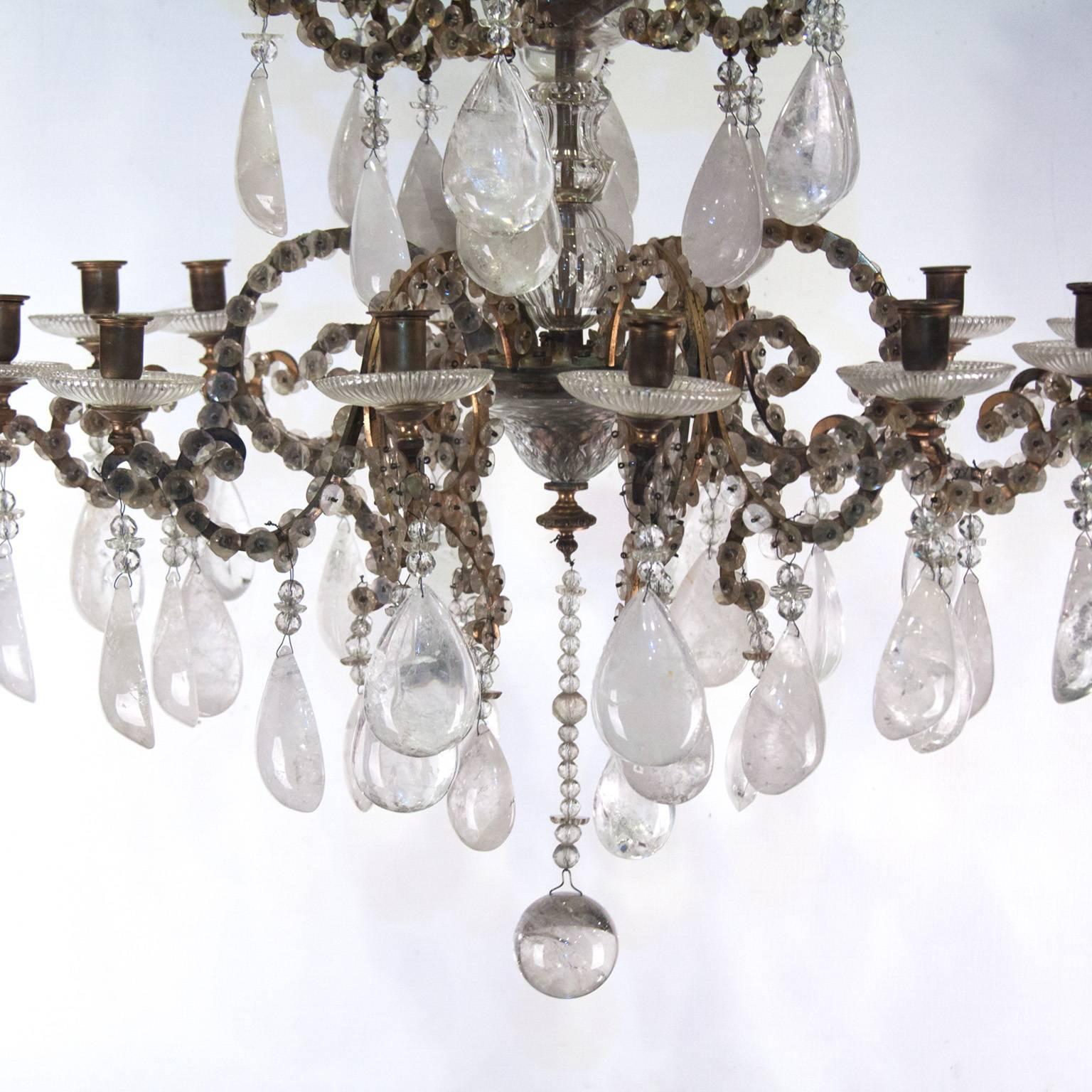 19th Century Chandelier of Rock Crystal and Glass In Good Condition In Esbeek, NL