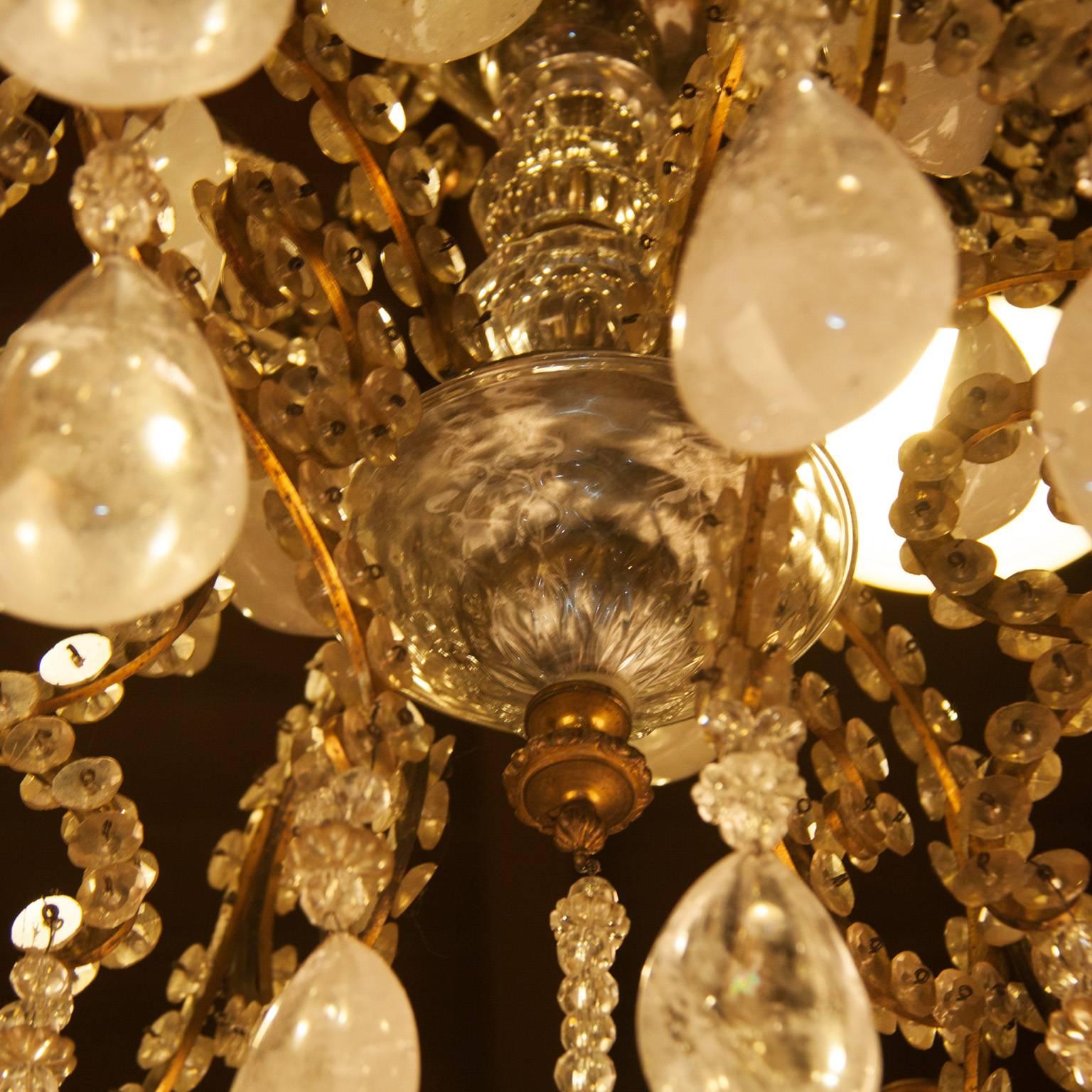 19th Century Chandelier of Rock Crystal and Glass 1