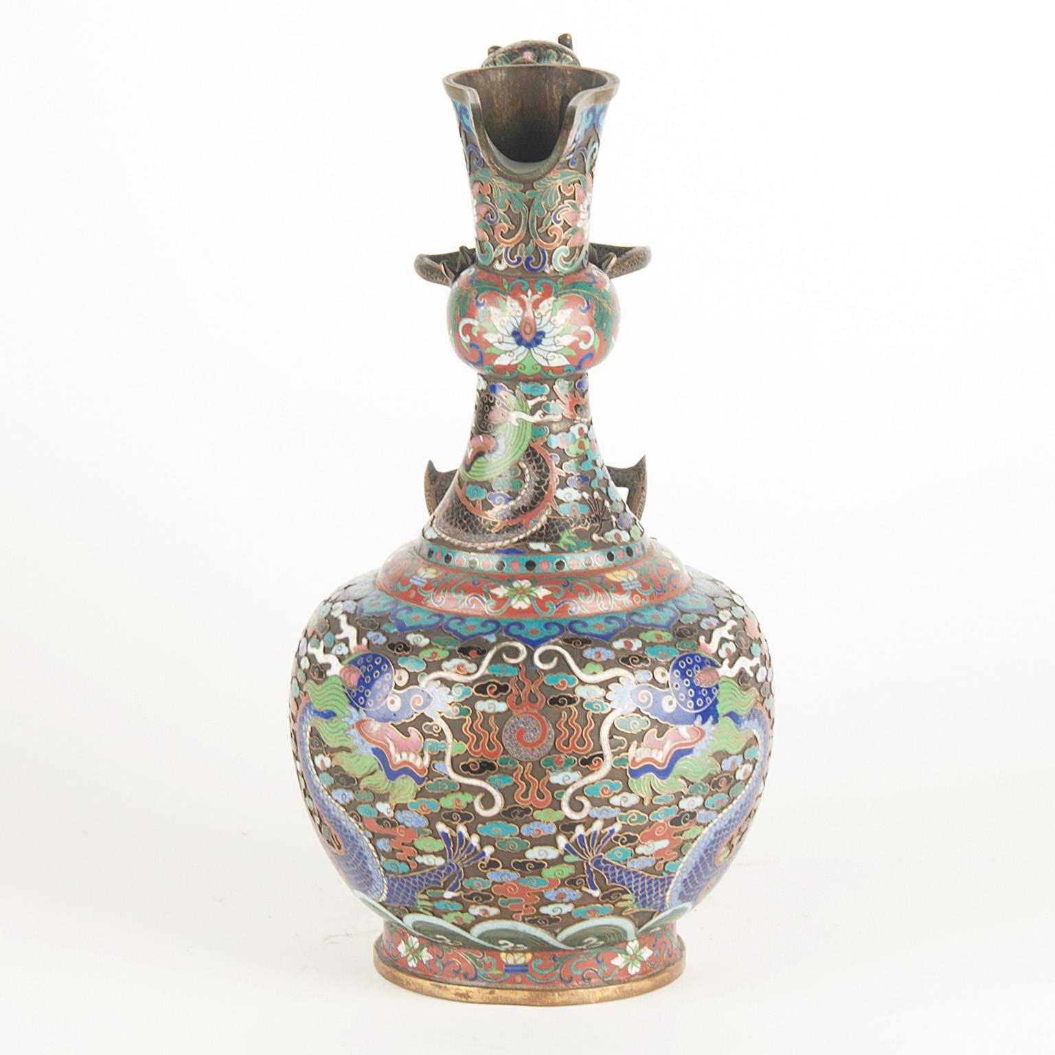 Gilt Important Antique Chinese Cloisonne Ewer, late 19th Century