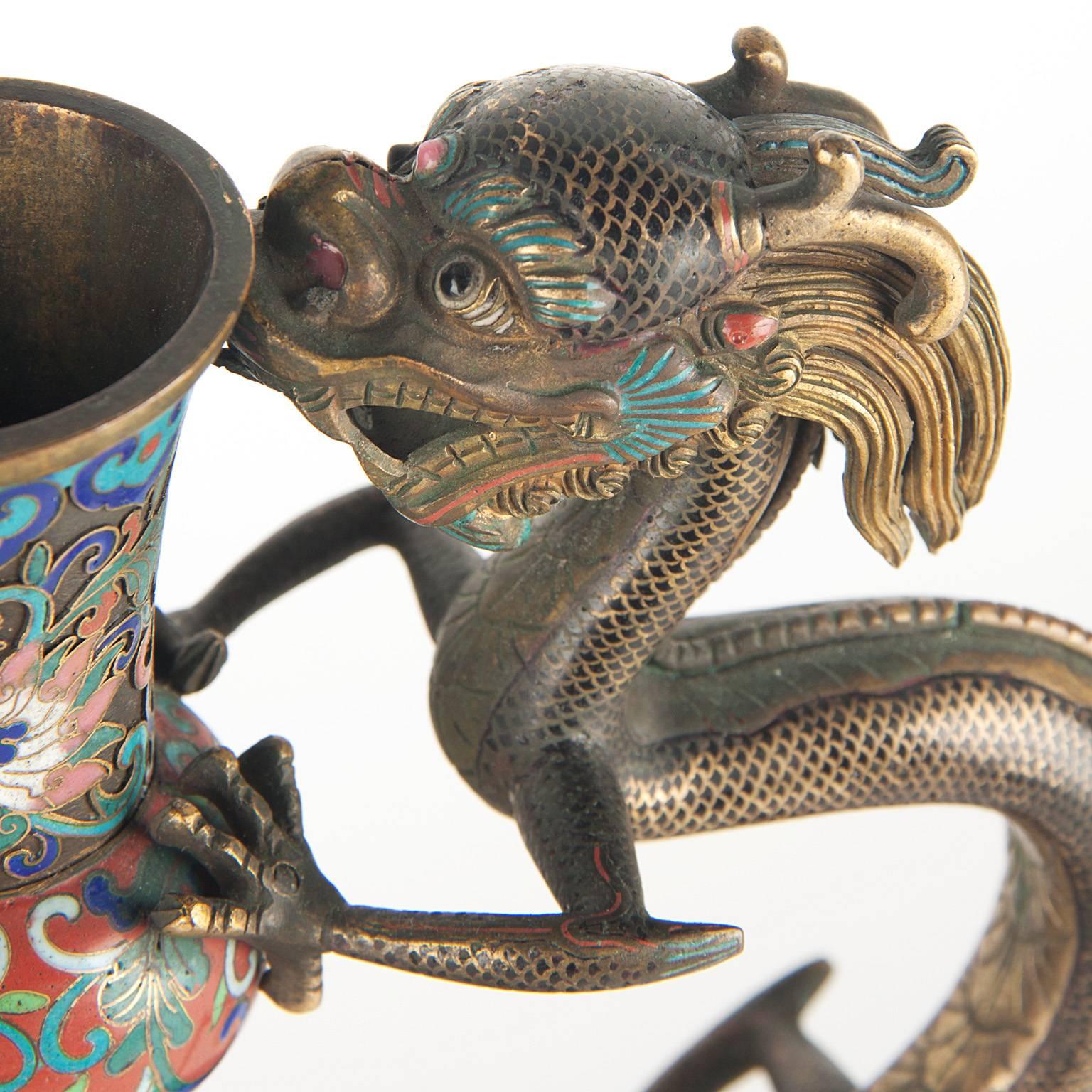 Bronze Important Antique Chinese Cloisonne Ewer, late 19th Century
