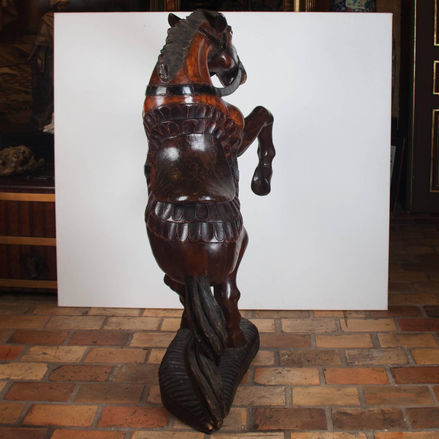 Pair of Wooden Polychromed Horses, circa 1780-1820, Probably England 1