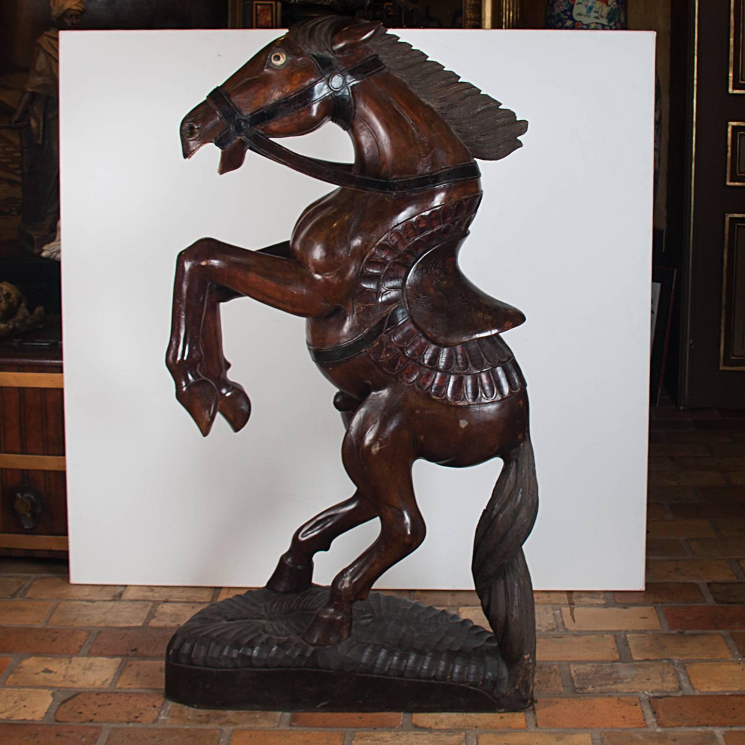 Pair of Wooden Polychromed Horses, circa 1780-1820, Probably England 2