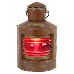 Small DHR Port-Side Maritime Ship's Lamp, Copper, 24cm
