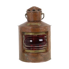 Small DHR Port-Side Maritime Ship's Lamp, Copper, 24cm