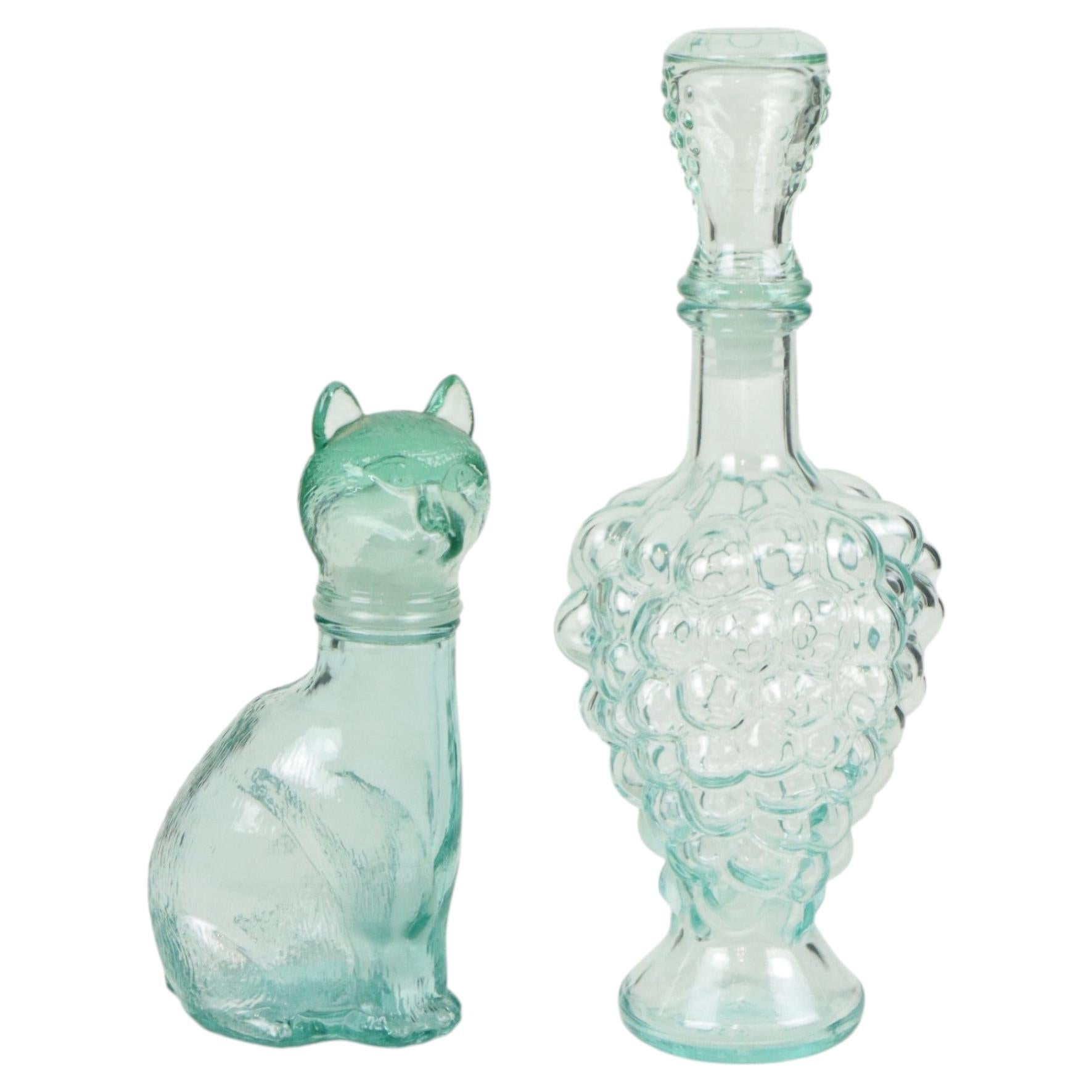 Small Glass Cats Carafe Cat Bottle Vetreria Etrusca Glassware at