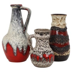 Set of 3 West German Fat Lava Pottery Vases