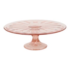 Pink Art Deco Cake Platter Pastry Dish Rosaline Glass