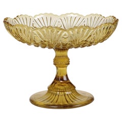 Art Deco Amber Depression Glass Tall Fruit Bowl 17cm