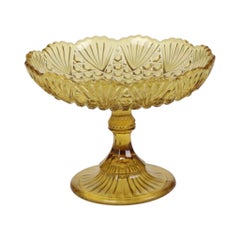 Art Deco Amber Depression Glass Tall Fruit Bowl 17cm