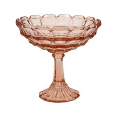 Art-Déco-Fruchtschale aus gepresstem Glas in Rosa „Rosaline“ – Scailmont