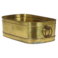 Großer ovaler Messing-Blumenkübel, Vintage-Cachepot XL, 41 cm