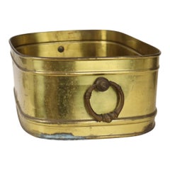 Großer ovaler Messing-Blumenkübel, Vintage-Cachepot XL, 41 cm