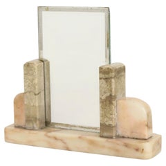 Small Art Deco Photo Frame Picture Frame Marble Glass and Mirrored Border