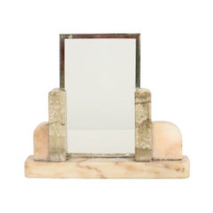 Small Art Deco Photo Frame Picture Frame Marble Glass and Mirrored Border