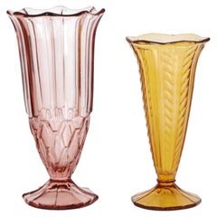 Pair of Colored Glass Vases from the Art Deco Period