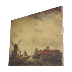 Affascinante dipinto paesaggistico raffigurante una fattoria, firmato Wittouck, 60x80 cm