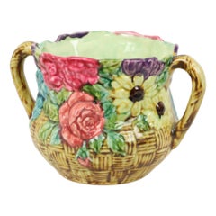 Colorful Art Nouveau Majolica Flowerpot Cache-pot France