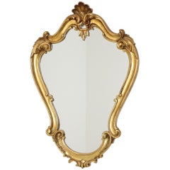 French Baroque-style crested mirror, gold-leaf gilded 72 cm