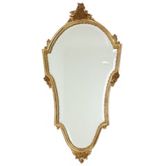 Klassischer goldfarbener Deknudt-Spiegel mit Wappen, abgeschrägt, im Stil Ludwigs XVI., 94 cm
