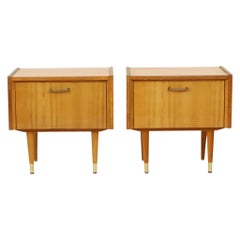 Pair of Vintage Rockabilly Wooden Nightstands Light Wood