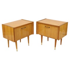 Pair of Vintage Rockabilly Wooden Nightstands Light Wood