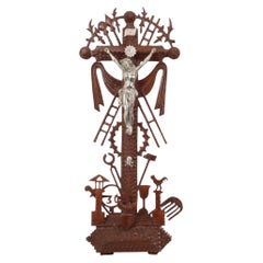 Unique Handmade Tramp Art Crucifix Folk Art, Early 20th Century
