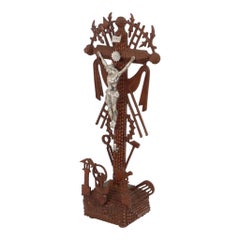 Unique Handmade Tramp Art Crucifix Folk Art, Early 20th Century
