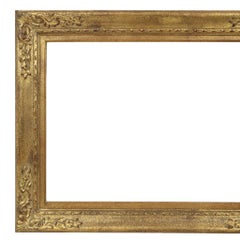 Small Gold-Colored Pine Wood Frame, Baroque Style, 50x40cm