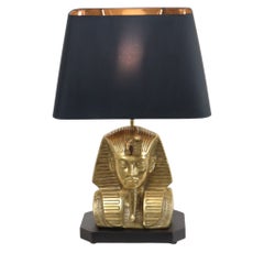 Vintage Brass Pharaoh Table Lamp Hollywood Regency 56cm