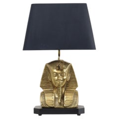 Vintage Brass Pharaoh Table Lamp Hollywood Regency 56cm