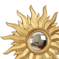 Vintage Gold Sunburst Convex Witch Mirror 54cm