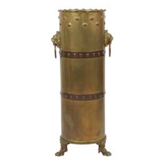 Unique XL Artillery Shell Umbrella Stand – WWI Trench Art (1915) – Lion Heads