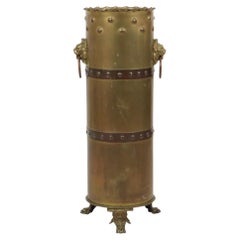 Unique XL Artillery Shell Umbrella Stand – WWI Trench Art (1915) – Lion Heads