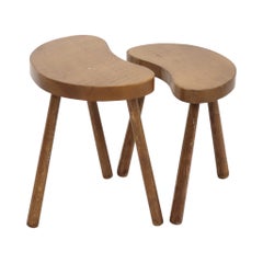 Vintage Wooden Kidney-Shaped Nesting Tables – Solid Wood