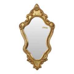 Small Deknudt Crested Mirror, Gold Leaf Gilt, Baroque Style, 45 cm