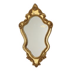 Small Deknudt Crested Mirror, Gold Leaf Gilt, Baroque Style, 45 cm