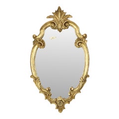 French Baroque-style gold-leaf gilded mirror with crest, 60 cm
