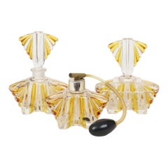Art Deco Crystal Boudoir Perfume Bottle Set by Ernst Buder