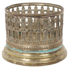 Antique French Wine Bottle Holder, Silver-Plated Metal, Early 20th Century