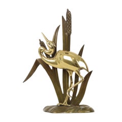 Mid-Century Brass Heron Figurine