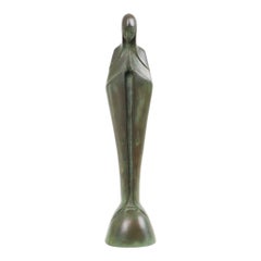 Art Deco Statue of the Virgin Mary Patinated Bronze Jac van Vlijmen 31 cm