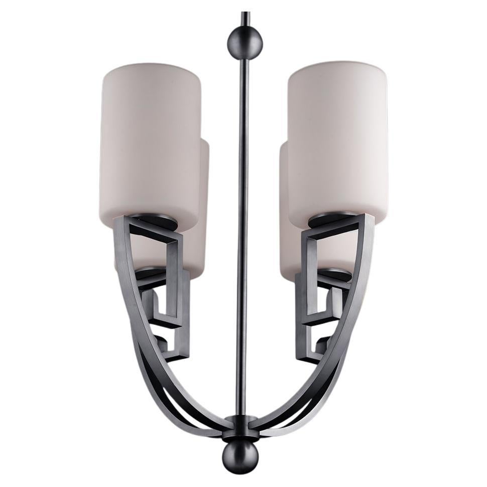 Antiqued Stainless Steel Palatsi Outdoor Pendant Chandelier by Elisterno