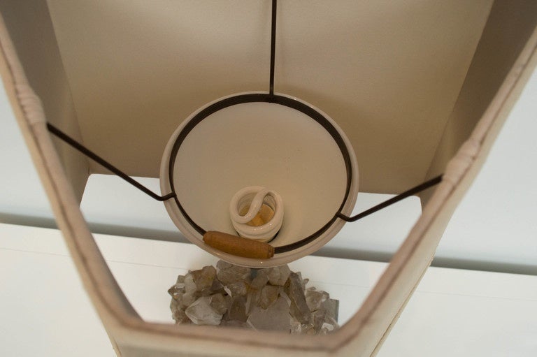 Stunning Carole Stupell rock crystal lamp with original shade.