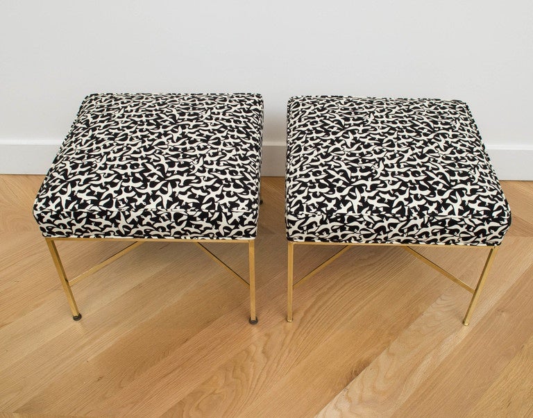 Paul McCobb Polished Brass Ottomans In Excellent Condition In San Francisco, CA