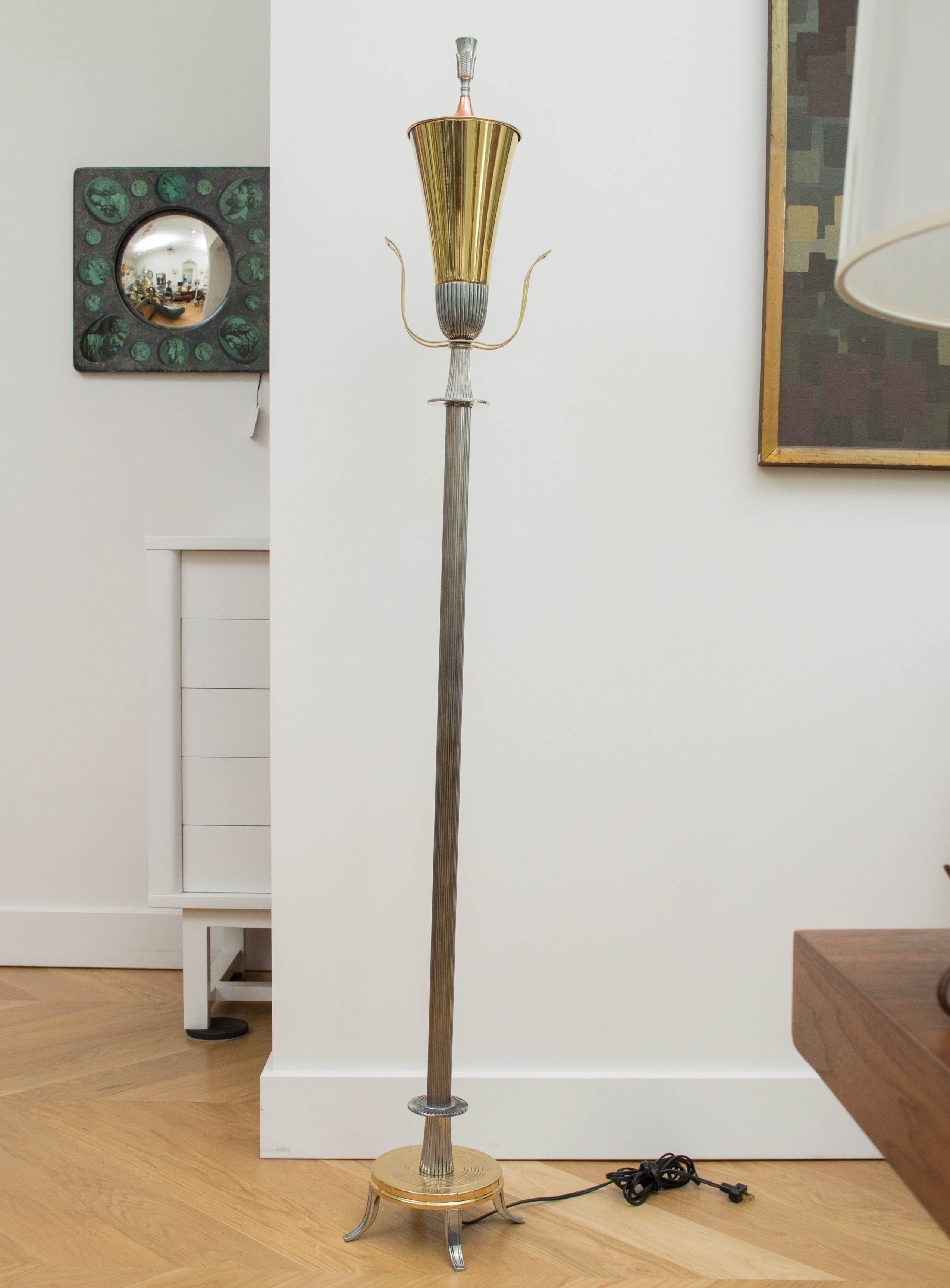 Tommi Parzinger Polished Floor Lamp For Sale